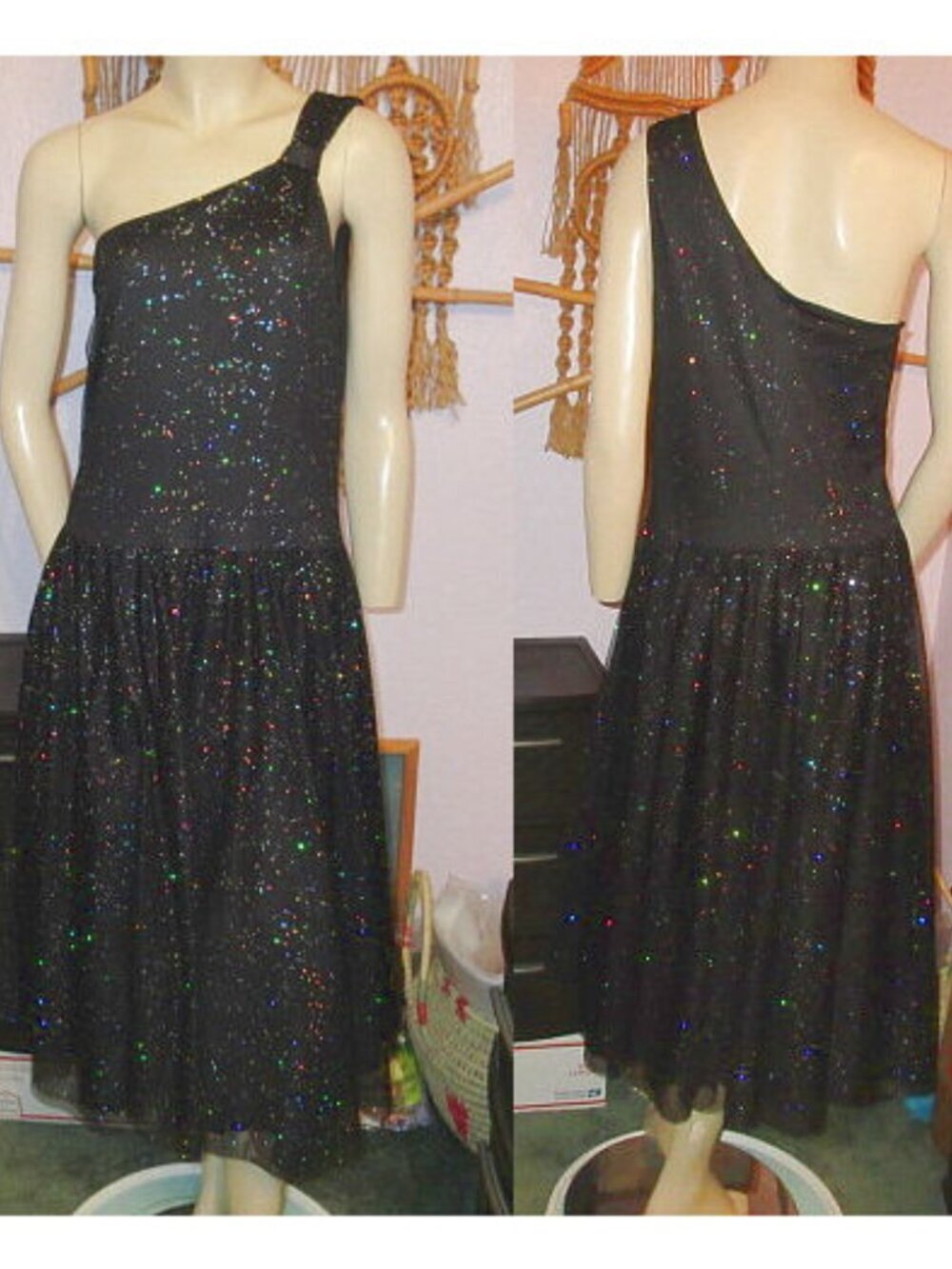 Vtg 90s Y2K Torrid Glitter Tulle Dress Size 14 Iridescent Midi Whimsigoth Fairy - Picture 2 of 13